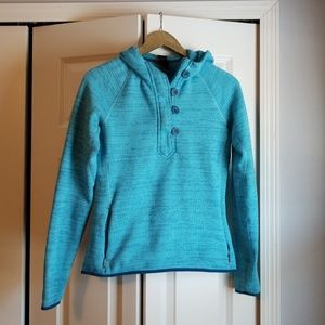TNF Womens blue quarter zip/button hoodie